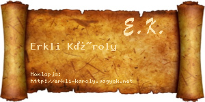 Erkli Károly névjegykártya